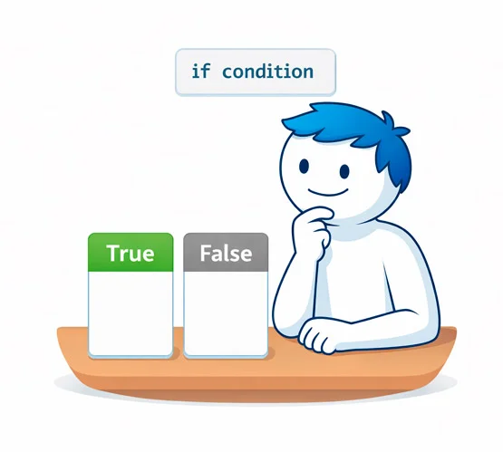 Иллюстрация проверки условия if в Python с результатами True и False